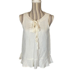 Ann Taylor Women’s White Lace Up Sleeveless Blouse Size SP Petite